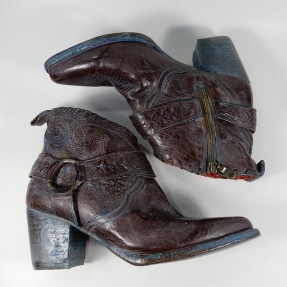 BED STU Tania Ankle Harness BOOTS Size 9.5 Leather Teak Rustic Western NEW $295 - Picture 8 of 16